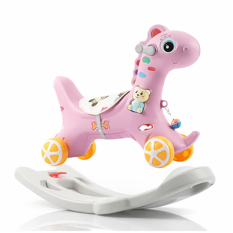 2-in-1 Toddler Rock and Ride Pony – Convertible Rocker/Ride-On – Pink