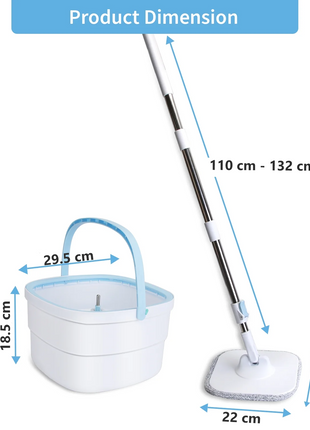 Madison Microfiber Mop and Bucket Set – Dual Water Separation System with 2 Mop Pads for Hygienic Cleaning