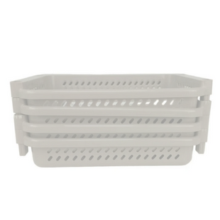 4 Tier Plastic Storage Rack 66.5cm – Stackable ABS Organizer Shelf with Ventilated Baskets
