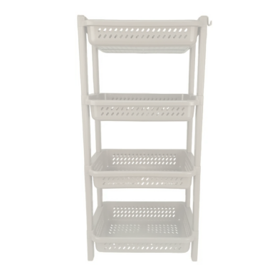4 Tier Plastic Storage Rack 66.5cm – Stackable ABS Organizer Shelf with Ventilated Baskets