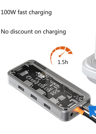 10-in-1 Transparent USB-C Docking Station – PD3.0 100W, HDMI 4K, VGA, Ethernet, USB, SD/TF, Audio