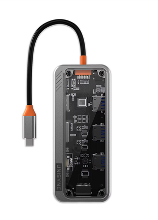 10-in-1 Transparent USB-C Docking Station – PD3.0 100W, HDMI 4K, VGA, Ethernet, USB, SD/TF, Audio