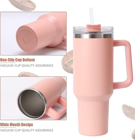 1.2L Stainless Steel Tumbler - Double-Wall Vacuum Insulated, Splash Proof, BPA-Free Lid with Rotating Cover