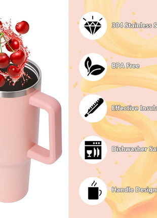 1.2L Stainless Steel Tumbler - Double-Wall Vacuum Insulated, Splash Proof, BPA-Free Lid with Rotating Cover