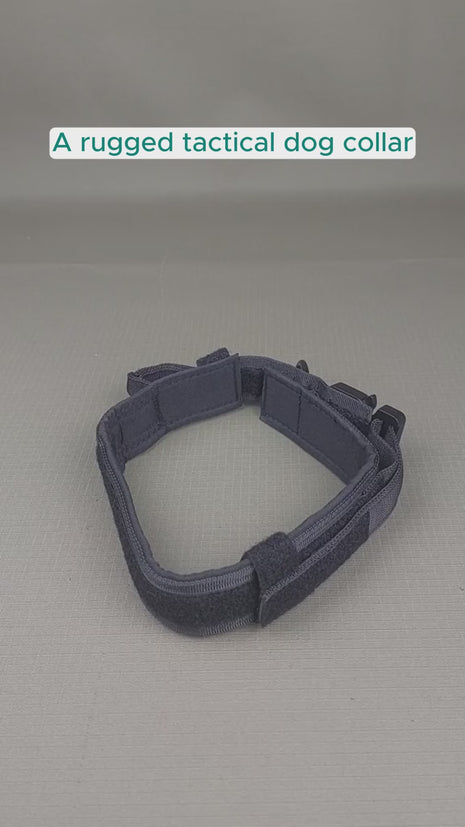 Tactical Dog Collar Large 45–66 cm Nylon – Padded Quick-Release Buckle & Handle – Black