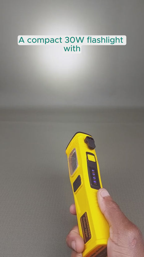 30W COB Multipurpose Emergency Flashlight – 2500 lm, USB Rechargeable, Safety Tools