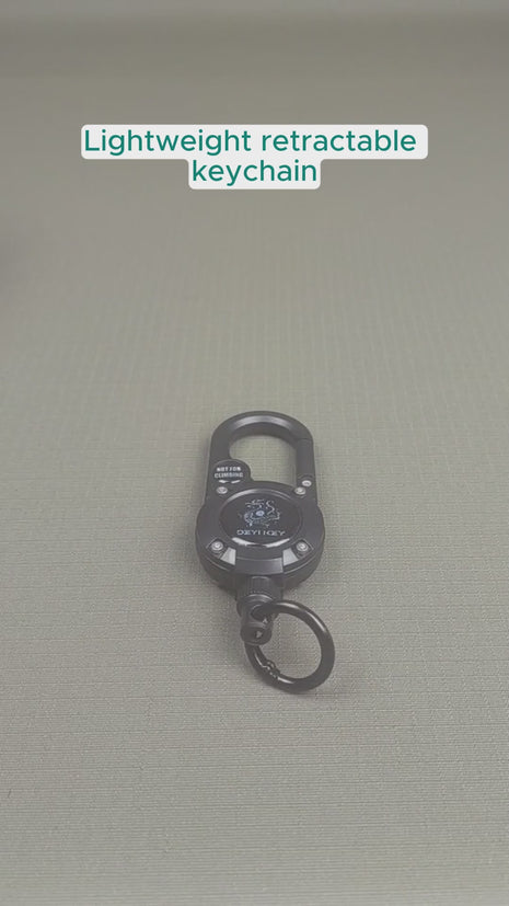 Retractable Keychain 70cm Wire Rope – ABS Carabiner with Compass – Spring-Loaded, Black