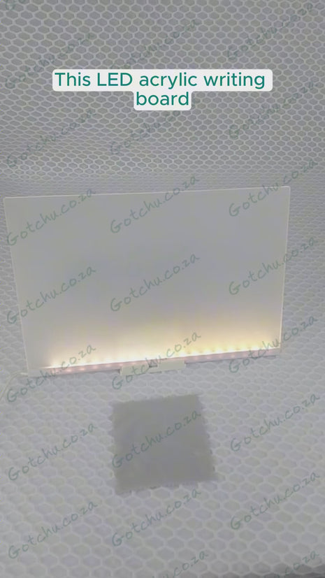 LED Acrylic Writing Board – 30×20cm – USB Powered – Reusable Sign with Stand, Cloth & 7 Markers