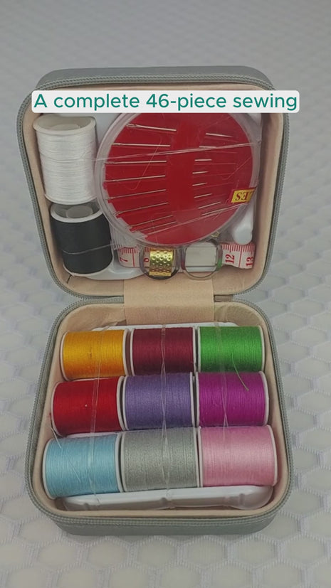 46-Piece PU Leather Sewing Kit – Travel & Home Repair Set – Multi-Colour Threads