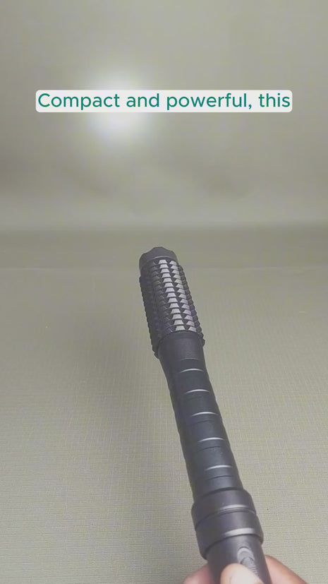 Self‑Defense Studded Baton Stun Gun Flashlight – 3000 kV, Rechargeable Aluminium Alloy Torch, Compact 37 × 4 × 4 cm