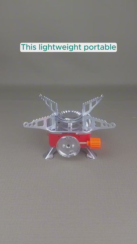 Camping Gas Stove  – Mini Cassette Butane Burner with Foldable Brackets – Silver Outdoor Cooker