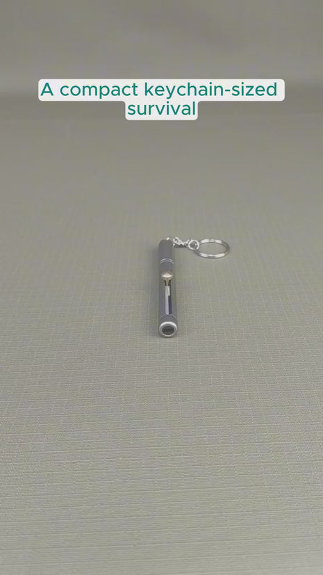 Mini Pocket Knife Keyring – 3cm Blade + Fire Starter, Whistle & Window Breaker – Aluminum Alloy Silver