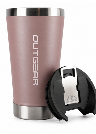 Outgear 600ml Double Wall Insulated Stainless Steel Thermos Cup with Built-In Bottle Opener, Matte Finish Rose