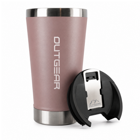Outgear 600ml Double Wall Insulated Stainless Steel Thermos Cup with Built-In Bottle Opener, Matte Finish Rose