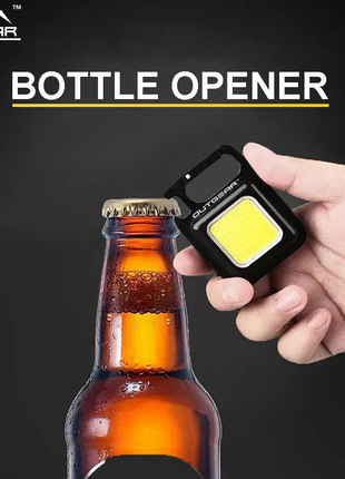 OutGear UtiliBud Keychain COB LED Light – 500 Lumens, USB-C Rechargeable, 4 Light Modes, Magnetic Base, Bottle Opener, Tripod Mountable