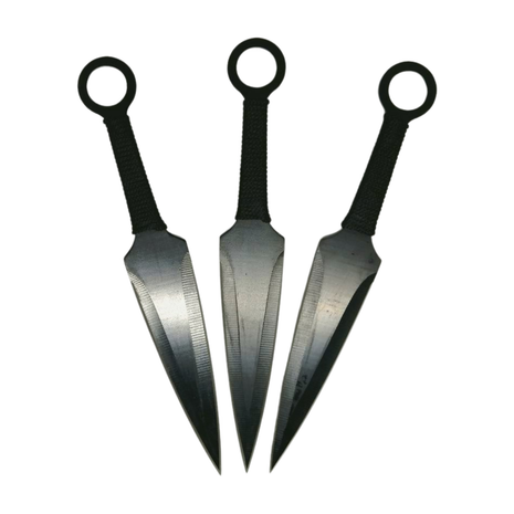 Fixed Blade Throwing Knife Set – Full Stainless Steel, 22.8cm Length, Balanced Design, Camo Sheath Included, Black