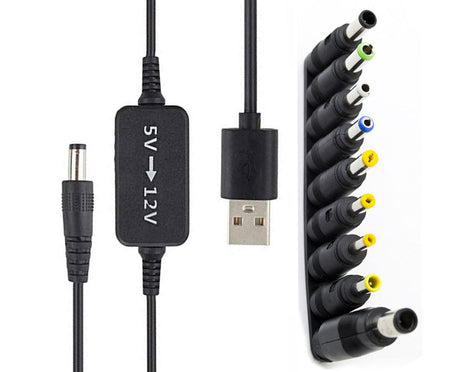 WIFI Router Back Up Voltage Converter Cable With 9pc Universal Adaptors
