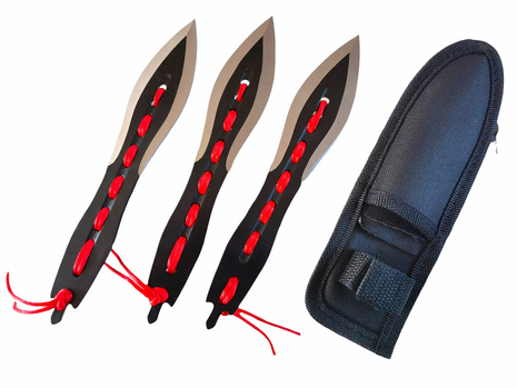3-Piece Throwing Knife Set – Tactical Throwers with Paracord-Wrapped Handles, Balanced Aerodynamics, Nylon Sheath Included, 190mm Total Length