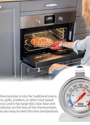 Oven Thermometer 600°F – Dual Scale Stainless Steel – Universal Fit for Ovens
