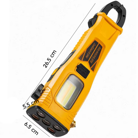 30W Solar + USB Rechargeable Emergency Light – Yellow LED Torch