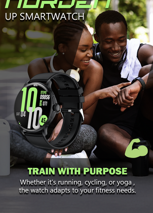 Norden Up Smart Watch, 1.43" AMOLED Full Touch Screen,Heart Rate & Sleep Monitoring, AI Voice Assistant, Multiple Sports Modes, BT5.3, 3-5 Days Battery Life, Magnetic Charging, Black