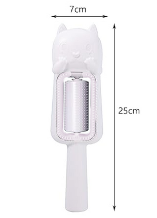 Pet Hair Removal Brush – Dual-Sided Grooming Roller with 60 Combs – Reusable Cat Brush for Short & Long Fur – White