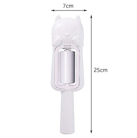 Pet Hair Removal Brush – Dual-Sided Grooming Roller with 60 Combs – Reusable Cat Brush for Short & Long Fur – White
