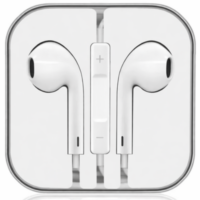 Wired In-Ear Earphones with Microphone & Remote Control 3.5mm AUX 96cm Cable Deep Bass ABS White