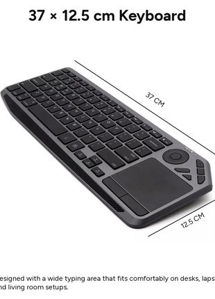 100-Key Wireless Tri-Mode Backlit Keyboard with Touchpad, USB-C Rechargeable 1000 mAh Battery, Multi-Device Switching, Wrist Rest, iOS Android Windows Support
