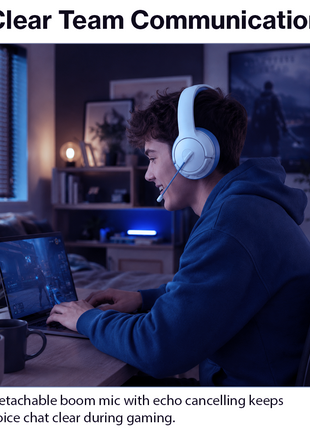 Over-Ear Gaming Headset with Boom Mic, 40 mm Drivers and 3.5 mm Multi-Platform Compatibility Blue